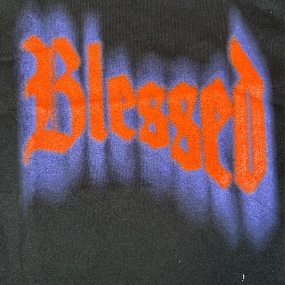 On The Low OTL Blessed Cross Graphic T-Shirt Black Orange Purple Youth 10/12